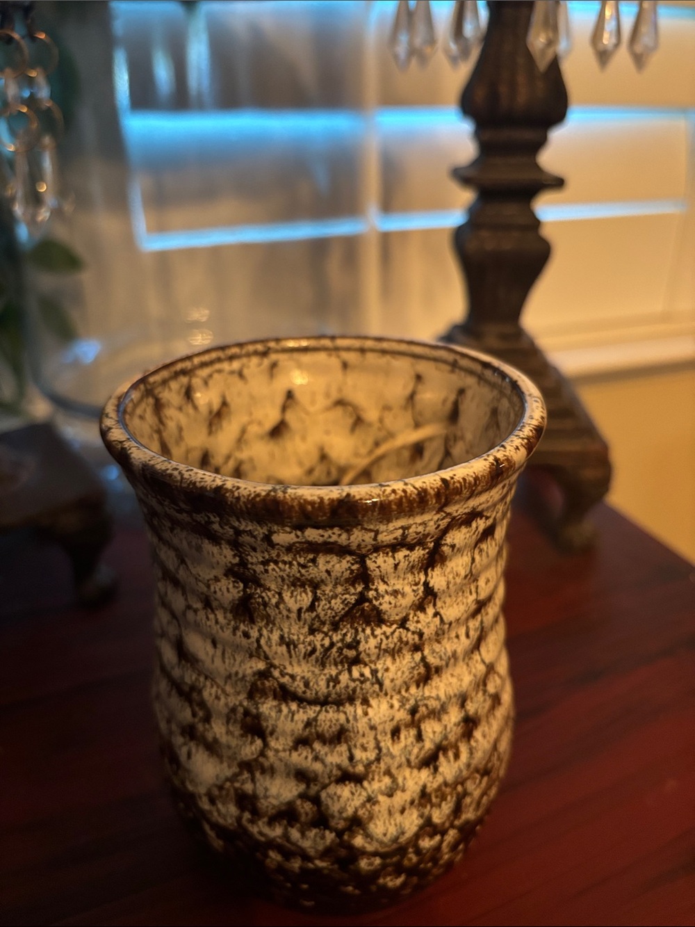 Rustic Ceramic 20 oz Coffee Mug in Cream and Brown - Handmade - Picture 5 of 7